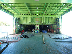 Heck und ehemaliges Autodeck der Marina im Hafen von Mali Losinj